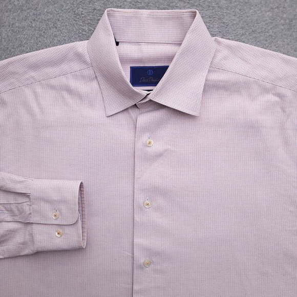 David Donahue Other - David Donahue Dress Shirt Mens 16 34/35 Regular Fit White Micro Check